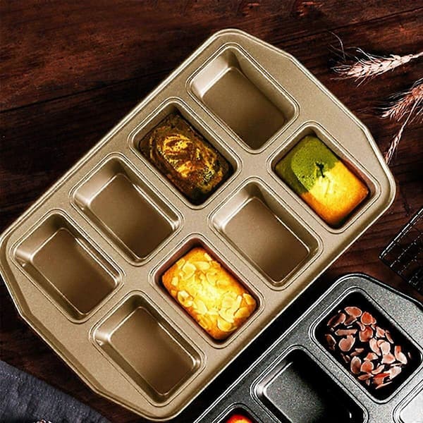 Non-stick Mini Brødform Kake Brødbrett Karbonstål Bakeutstyr 8-hull