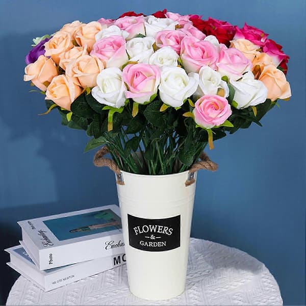 Simuleringsblomst, levende farve, kunstig silkeklud, spisebordsdekoration