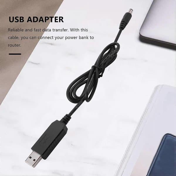USB DC 5V til DC 12V 2,1 mm X 5,5 mm Modul Konverter DC Barrel Hanstik Jack Strømkabel Stik, USB til DC Kabel -1M (5V til DC 12V)