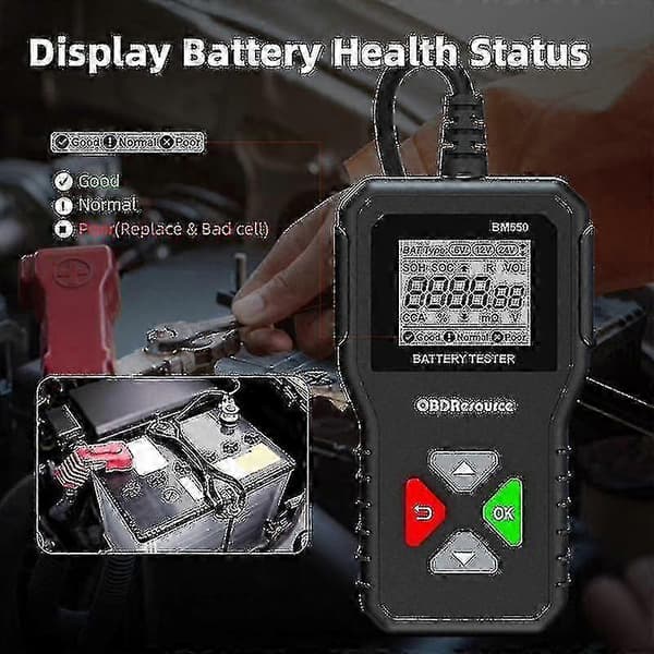 til Bm550 6V/12V/24V Bilbatteritester - Analysator til 2Ah - 220Ah Batterier