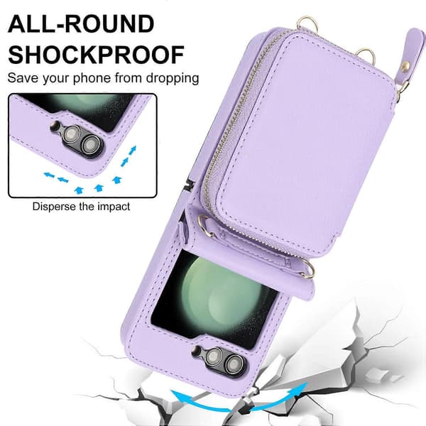 Lång och Kort Snodd Dragkedja Kortplats Vikbart Telefonfodral