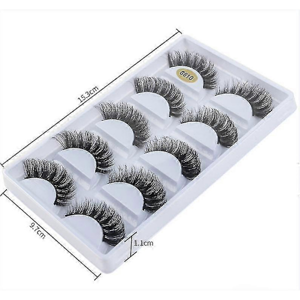 5 paria silmäripsiä - 3D-tekokuitu - tekoripset