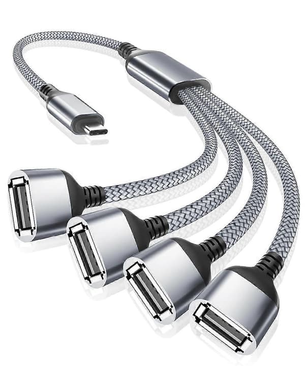 Højkvalitets splinternyt USB-C OTG Splitter Y-kabel 30 cm, 1 Type-C han til 4 hun
