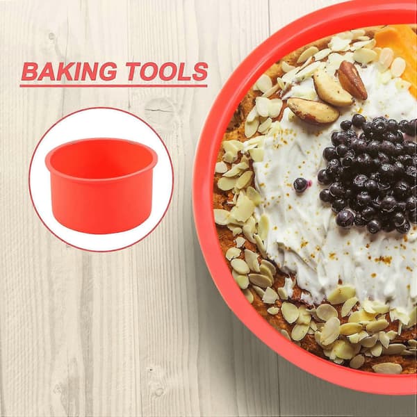 Silikon Mini Kakeform 4 Tommer Rund Bakeform Non-stick Silikon Bakeform Gjenbrukbar Rød, Sett med 6