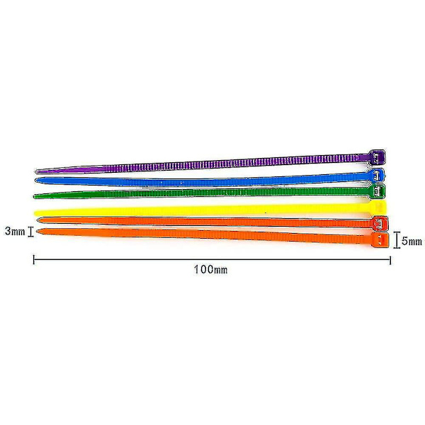 1200 Kabelbindersæt Farvede Kabelbindere 100 * 2,5 mm - Farvede Kabelbindere -
