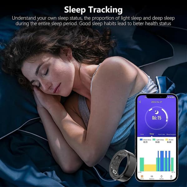 2025 Siste Modell Fitness Tracker Smart Ring, Skritteller, Hjertefrekvens Blod