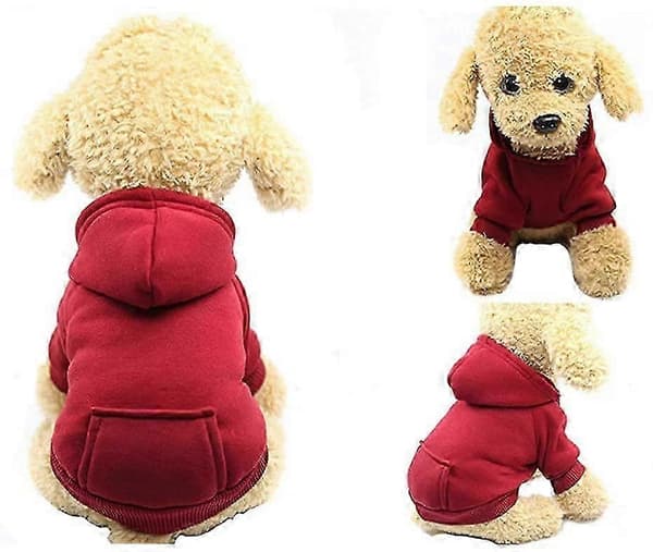 Vinter Hunde Hættetrøjer Med Lommer Varme (vinrød, Medium)