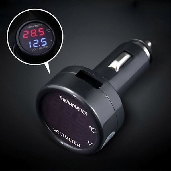 2 i 1 Bil Auto Dobbelt Display Spænding Temperatur Måler Termometer Voltmeter