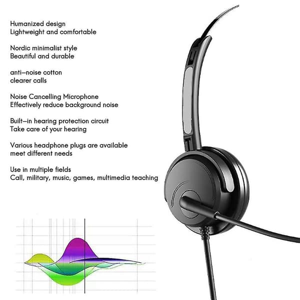Enkelt Øretelefon Headset Bærbart Audiovisuelt Headset Computer Mobiltelefon USB Interface
