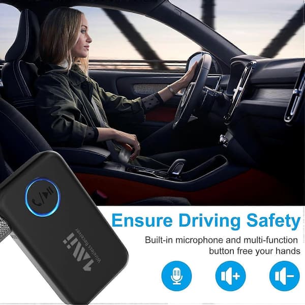 Bluetooth 5.3 Musikk Mottaker for Bil/Hjem Stereo, Aux Bluetooth Adapter for Bil