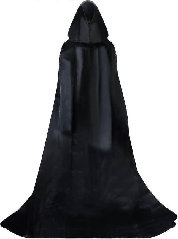 Svart Hette Cape Voksen Kostyme Halloween, 1 stk L