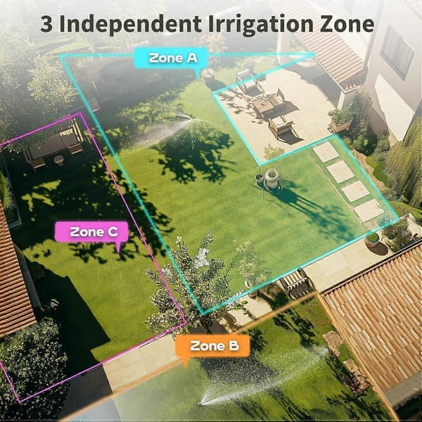 2025 Nyaste 3-zons Vattentimer, Trädgårdsslang Sprinkler Timer 3 Utlopp