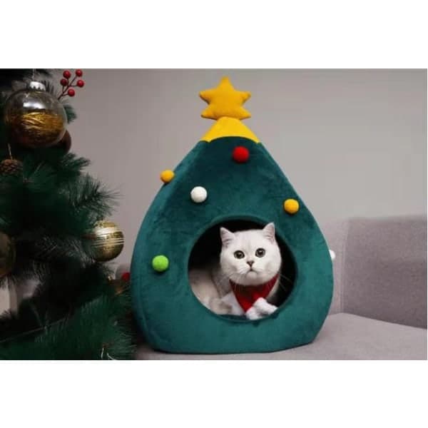 Kattbädd Julgran två-i-ett