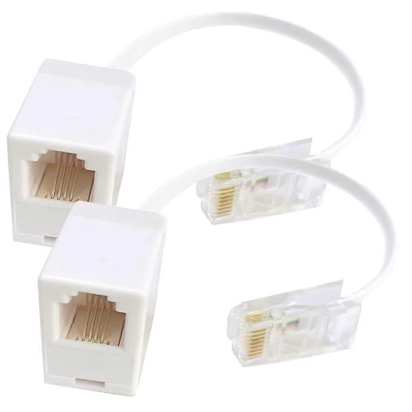 2 stk. RJ45 til RJ11-konverter telefonadapter