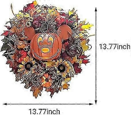 Halloween Krans - Efterår Græskar Krans til Hoveddør, Kunstigt Græskar
