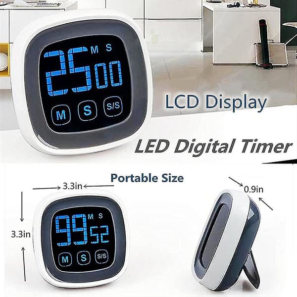 Kökstimer för matlagning Touchscreen LCD Klassrumstimer Digital Timer för Spel Möte Fitness