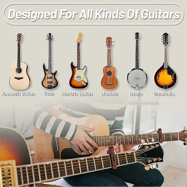 Gitarr, med plektrumhållare och plektrum för akustisk elgitarr, ukulele