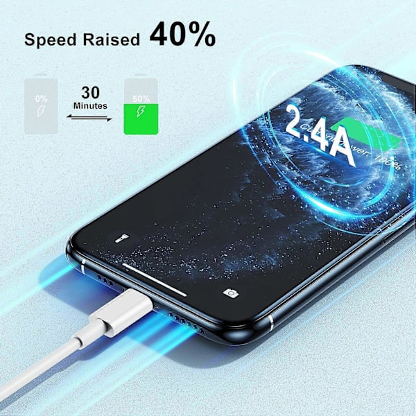 3 meter iPhone oplader, [Apple Certificeret] Langt Apple opladerkabel, 3 meter Originalt Lightning til USB kabel, 3 meter iPhone opladerkabel til iPhone 14