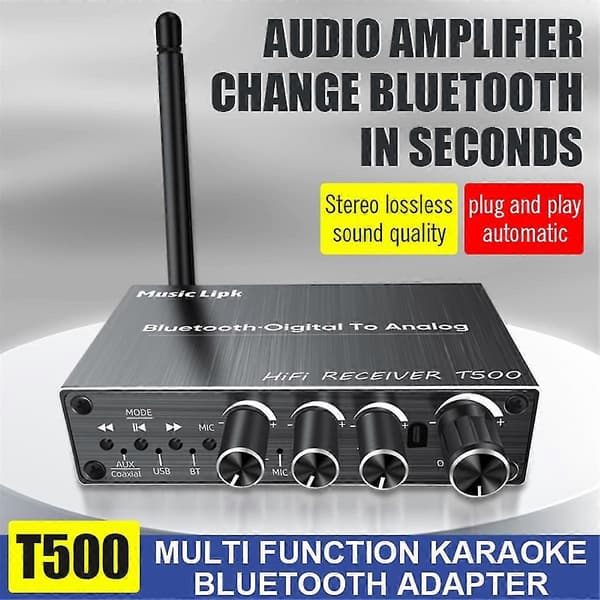 DAC Bluetooth 5.3 Audio Receiver Digital til Analog Konverter 3.5mm Aux/koaksial/USB U-disk Karaoke Trådløs Adapter