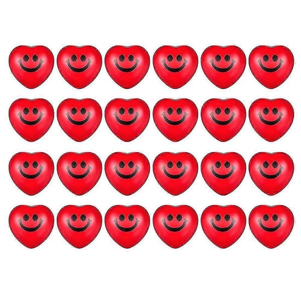 24 stk. Valentinsdag Hjerte Stressbolde, røde Smileys Ansigtsbolde, Hjerte Skumbolde Til Børn An-rx