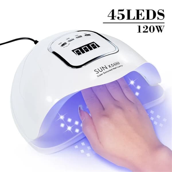 120W UV/LED neglelampe med 10/30/60/99 sekunders tilstande.