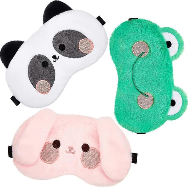 3 Stycken Ögonmask Barn Sovmask Söt Djurdesign Justerbar och Elastisk (Söt Stil DAK)