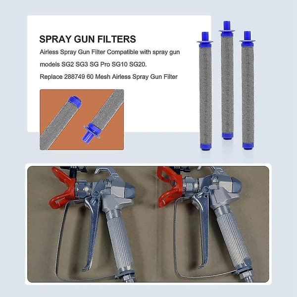 20 Pak 288749 Luftløst Sprøjtefilter Kompatibelt med 60 Mesh Luftløst Sprøjtefilter Sprøjtemodeller til S