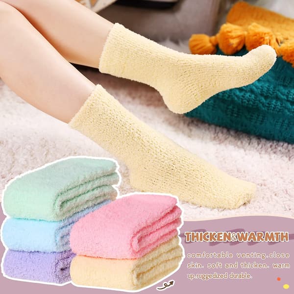 5 par Dam Mjuka Fluffiga Sängsockor Vinter Varma Lounge Tofflor Fleece Sockor