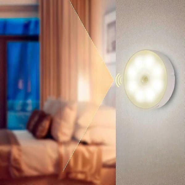 6x Trådløs Nattlampe 6000k USB LED Lampe Med Bevegelsessensor Magnet