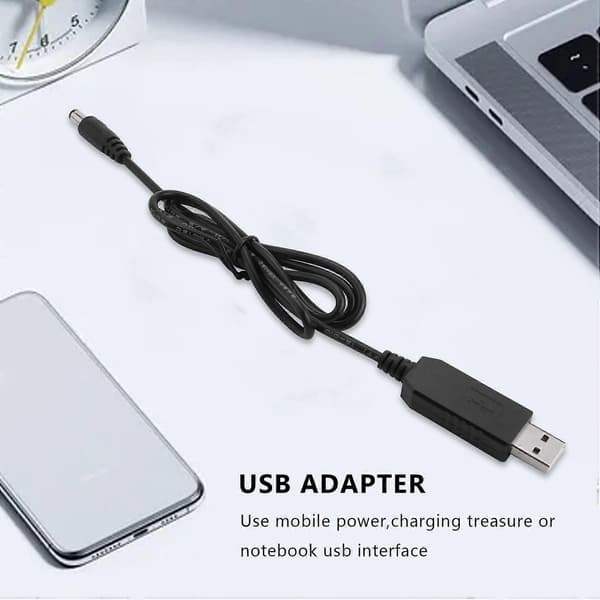 USB DC 5V til DC 12V 2,1 mm X 5,5 mm Modul Konverter DC Barrel Hanstik Jack Strømkabel Stik, USB til DC Kabel -1M (5V til DC 12V)
