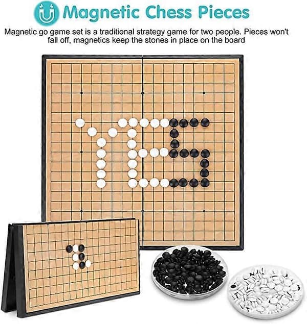 Go Spelset, Medium Storlek Magnetisk med Vikbart Schackbräde Förvaringslåda Topp Strategispel