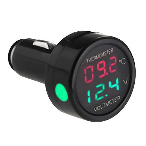 2 i 1 Bil Auto Dubbel Display Spänningstemperaturmätare Termometer Voltmeter