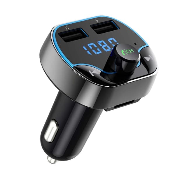 T24 Dobbelt USB-porte Biloplader Håndfri MP3-afspiller Bluetooth-kompatibel Radiosender