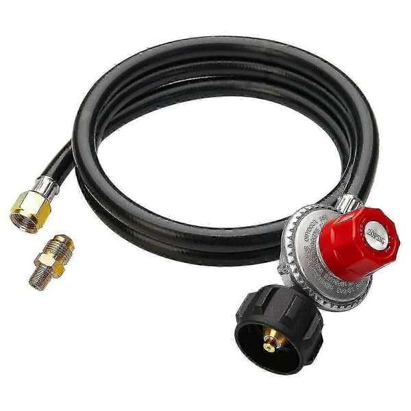 5FT Högtryckspropanregulatorslang, 0-20PSI Justerbar, QCC1 & 3/8In F--Svart
