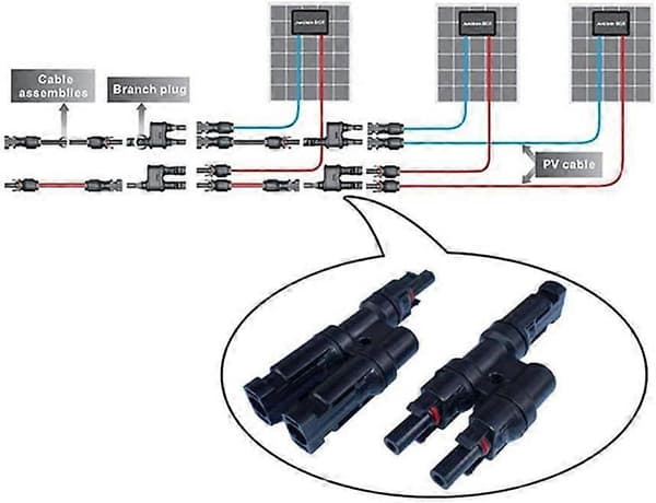 1/3/4/5 Y Grenkontakter i Par MMF + FFM for Parallellkobling Mellom Solcellepaneler