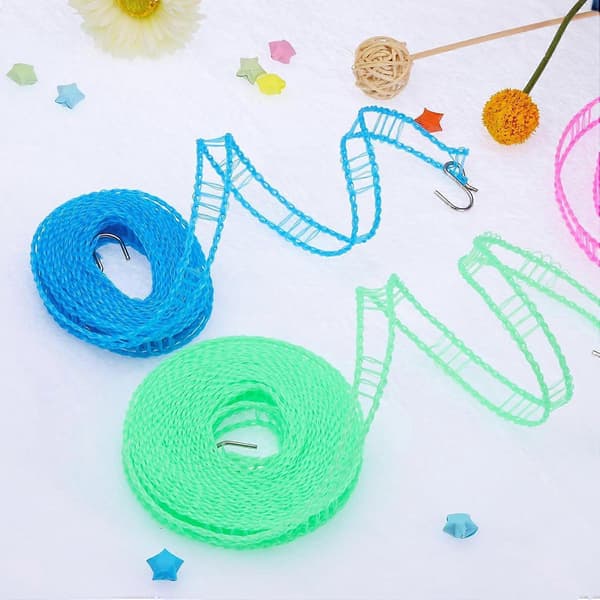 Bærbar klessnor, 5 meter nylon vindtett sklisikker vaskesnor