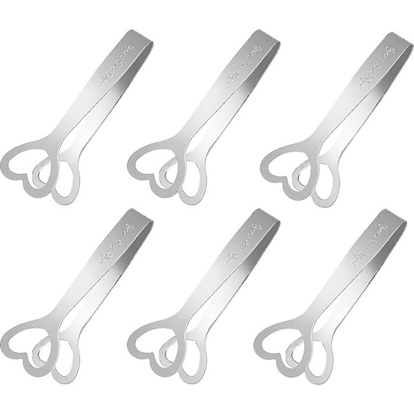 6 Søde Suppe Tænger Mini Serverings Suppe Tænger Rustfrit Stål Sukker Suppe Tænger Hjerte Sukker Suppe Tænger Sølv