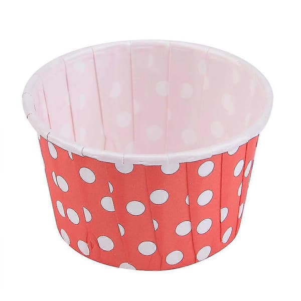 100 stk. Medium Runde Papir Kage Cupcakes Bageforme Bryllup Hjem Muffin Forme (rød prik)