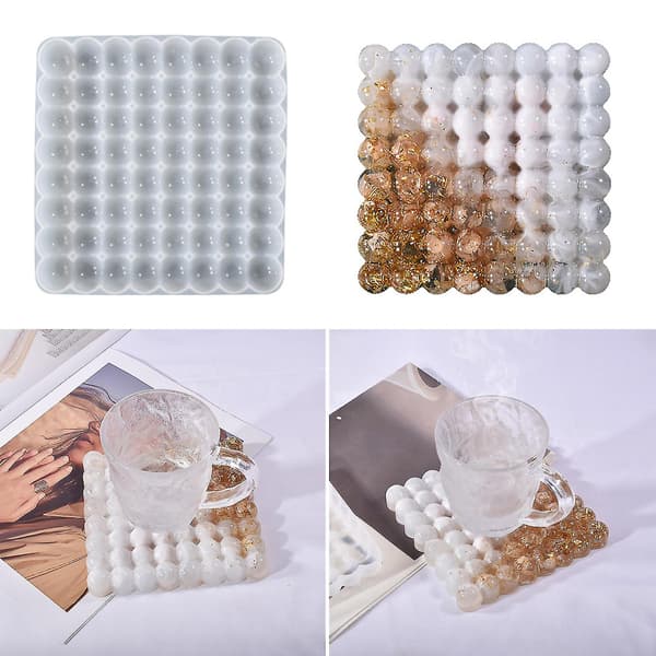 Halv Perle Brikforme Firkantede Silikone Brikforme Til Epoxy Resin Coaste-fg