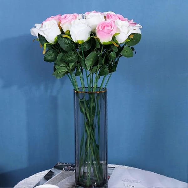 Simuleringsblomst, levende farve, kunstig silkeklud, spisebordsdekoration