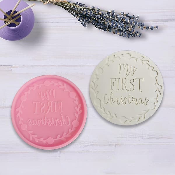 Rund Silikoneform Min Første Jul Coaster Form Epoxy Resin Støbeforme-fg