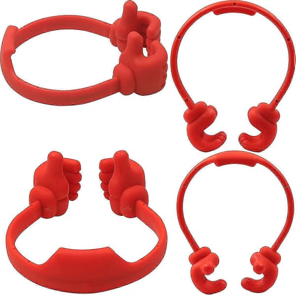 Universal Fleksibel Tommelfinger Smartphone Tablet Holder - Rød