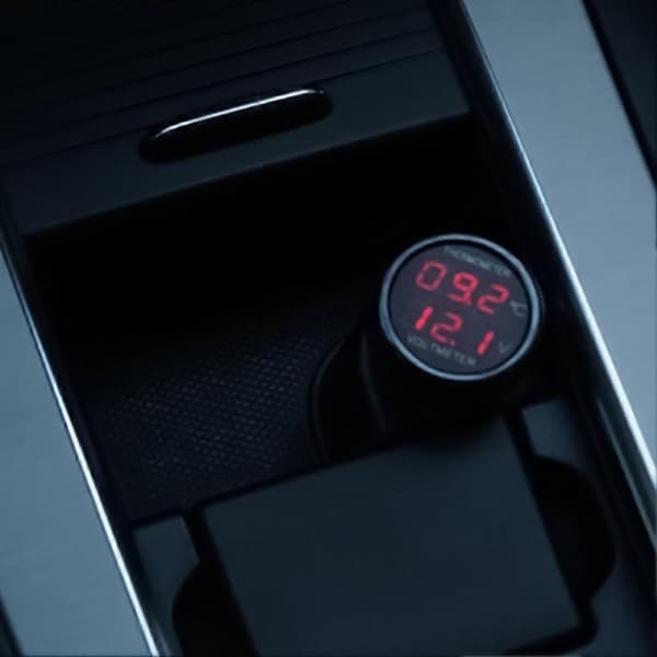 2 i 1 Bil Auto Dobbelt Display Spænding Temperatur Måler Termometer Voltmeter