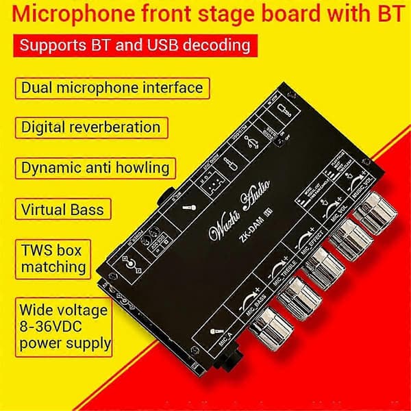 Dam H1 Karaoke Reverb Board Front Effekt Mikrofon Sang med Bluetooth Usb Dekode Board(b)