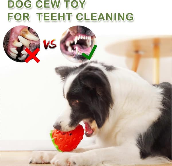 Jordbær Hunde Tygelegetøj, Hunde Tygelegetøj til Aggressive Tygger, Holdbart Hvalpefoderlegetøj til IQ Træning & Mental Berigelse