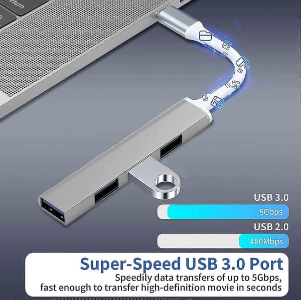 port usb c hub usb typ c till usb 3.0 hub adapter kompatibel för macbook, mac pro/mini, imac, surface pro, xps, notebook pc, usb-minnen