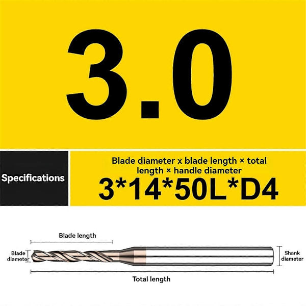 3 ST Extern Kylande Karbidborr Non-Standard Diameter 3.00 4.0 5.0 Solid Volfram Intern C