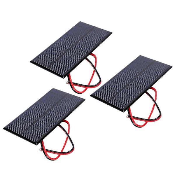 2025 3 stk. DC 6V 1W Solpanelcelle Strømmodul Polykrystallinsk Silicium Solpanel med 30 cm kabel