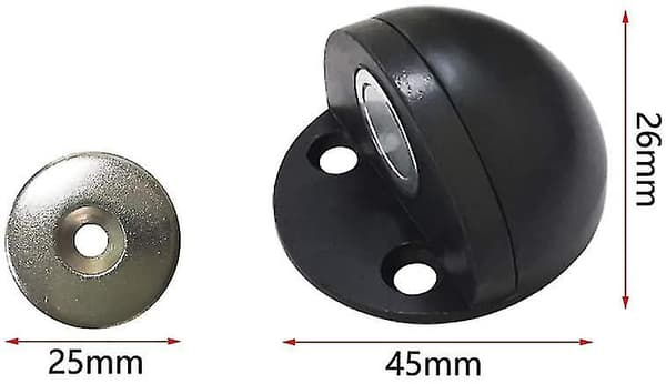 2 Stk. Magnetisk Dørstopper med Gummikofanger, Børstet Metal Dørstopper