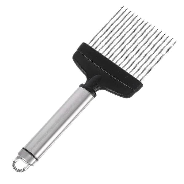 1 stk. Fødevare slicer assistent i rustfrit stål, løgholder, slicer værktøj (sort)